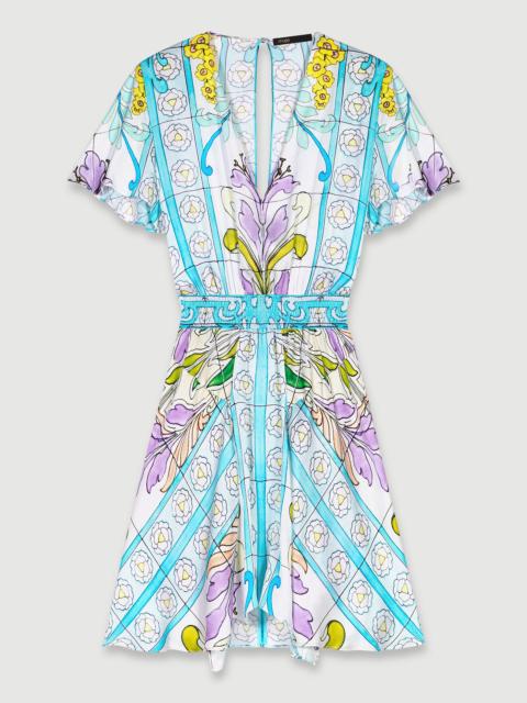 maje Short satin-effect print dress