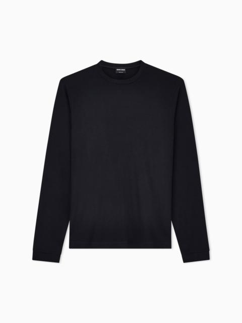 GIORGIO ARMANI Stretch viscose jersey jumper with crew neck and long sleeves