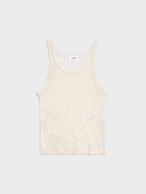 embroidered tank top in ribbed silk