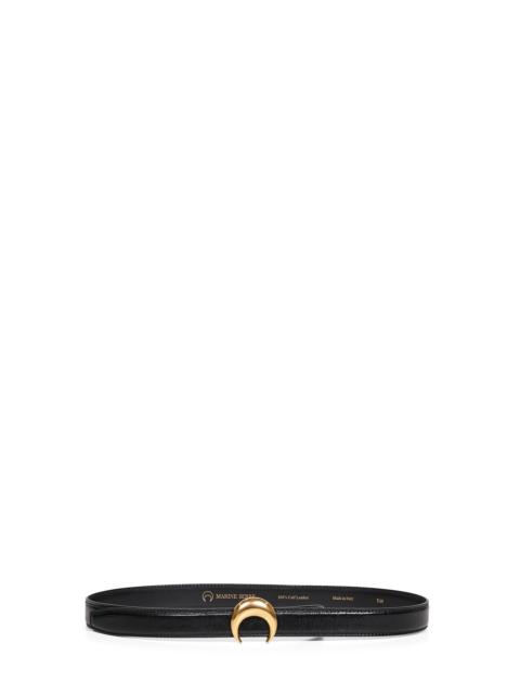 Marine Serre Black shiny calf leather Moon medium belt