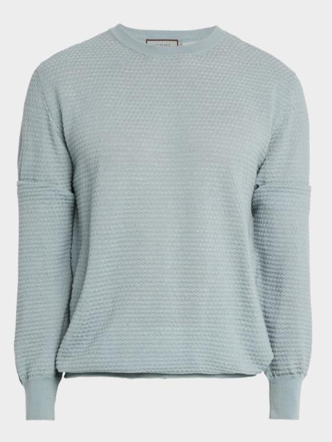 Canali Men's Brianza Geometric Wool Jacquard Crewneck Sweater