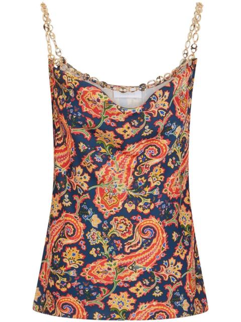 rabanne paisley-print chain-detail tank top