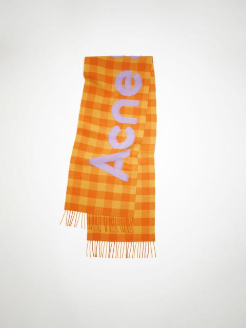Acne Studios Check logo scarf - Orange/lilac purple