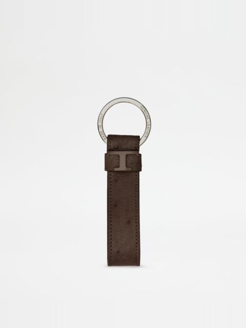 Tod's KEY HOLDER IN OSTRICH - BROWN