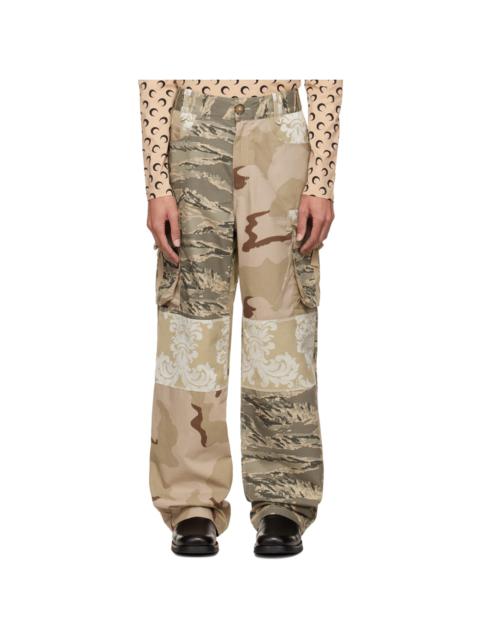 Marine Serre Beige Desert Cargo Pants