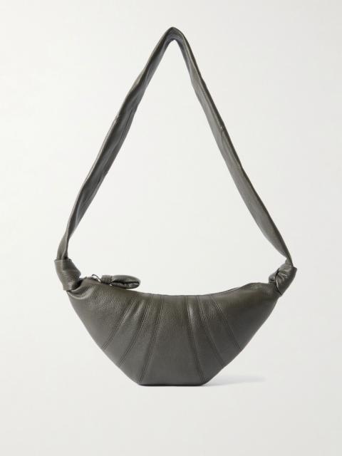 Lemaire Croissant small paneled textured-leather shoulder bag Army green