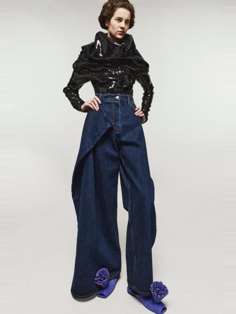 A.W.A.K.E. MODE SEQUIN HIGH NECK LONGSLEEVE TOP BLACK