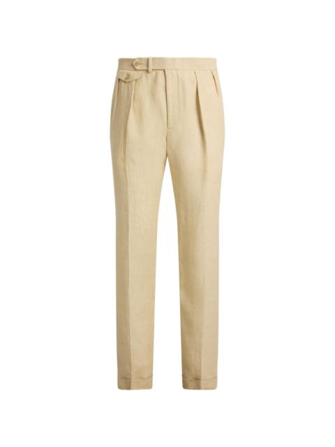 Ralph Lauren Gregory flat-front linen trousers