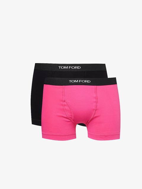 Logo-waistband  pack of two stretch-cotton boxers