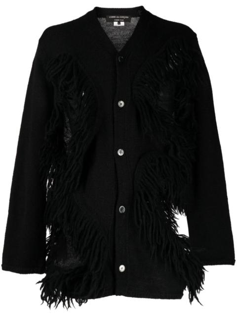 fringed cut-out wool cardigan