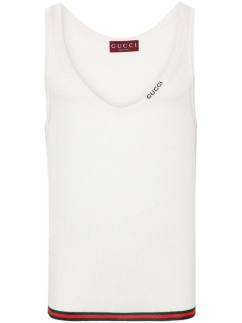GUCCI ribbed-knit silk tank top