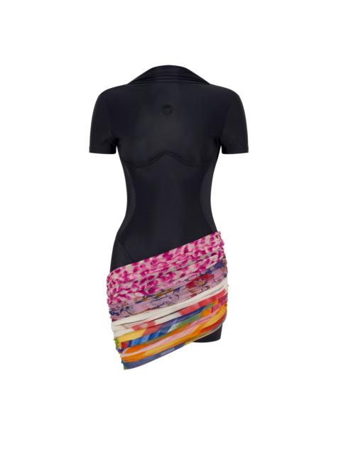 Marine Serre JERSEY AND SILK SCARVES MINI DRESS