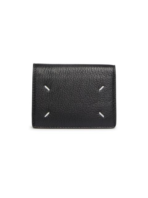 Snap button leather wallet