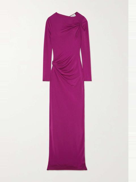 16ARLINGTON Nubria ruched glossed-jersey maxi dress