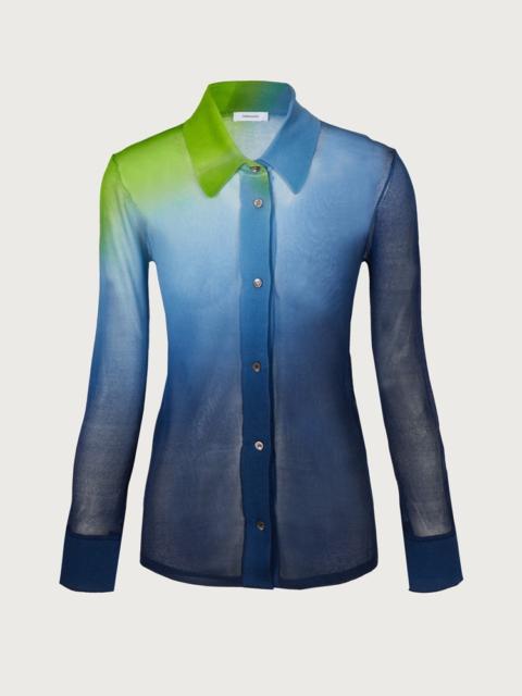 FERRAGAMO SILK JERSEY SUNSET PRINT SHIRT