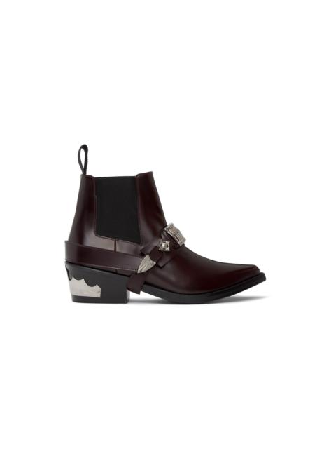 Burgundy Ankle Strap Chelsea Boots