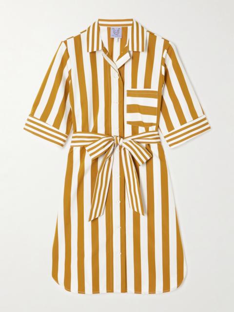 Thierry Colson Zouka Belted Striped Cotton-poplin Mini Dress
