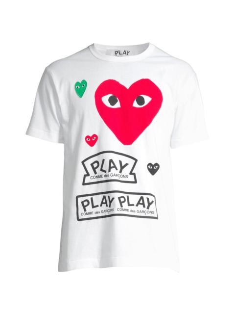 Comme des Garçons PLAY Men Play Multi Heart Graphic T-Shirt - White Red