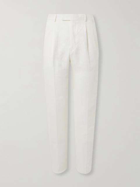 ZEGNA Straight-Leg Pleated Linen-Twill Trousers