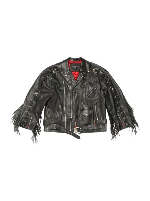 BALENCIAGA Upcycled Leather Biker Jacket Black