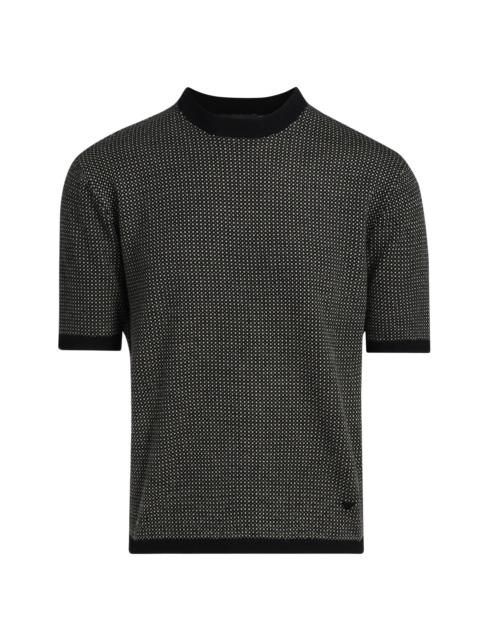 EMPORIO ARMANI Men's Micro Dot Short-Sleeve Crewneck Sweater - Black