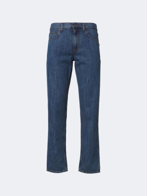 Burberry Leather-trimmed straight jeans