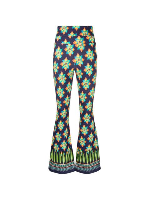 graphic-print flared trousers