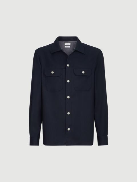 Brunello Cucinelli Virgin wool flannel overshirt with spread collar and chest pockets