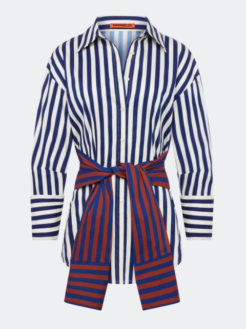 SIMONMILLER Inna Poplin Top In Navy Stripe Multi