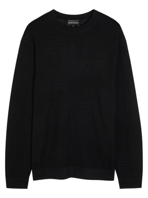 EMPORIO ARMANI Emporio Armani Logo-weave Fine-knit Wool Jumper