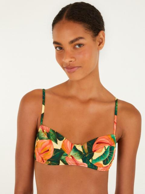 FARM RIO Golden Yellow Anthurium Underwire Bikini Top