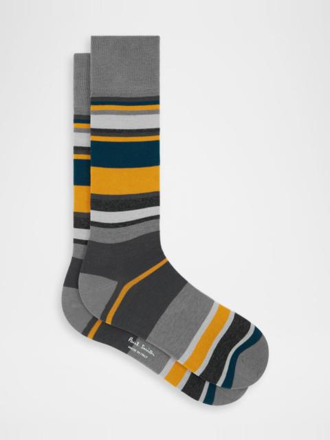 Paul Smith Men's Ozzy Multi-Stripe Crew Socks