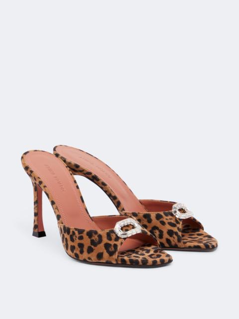 Amina Muaddi Mini Camelia leopard-print leather mules