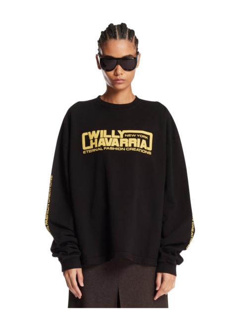 WILLY CHAVARRIA Black Logo Long-Sleeve T-Shirt