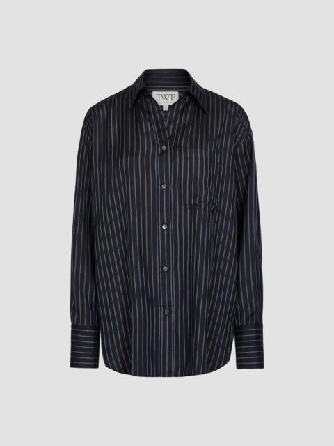 TWP Women's Big Joe Silk Shirt - Blue Nights Turkish Coffee