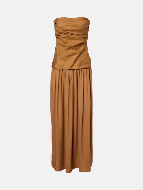 FAITHFULL Hedy gathered linen maxi dress