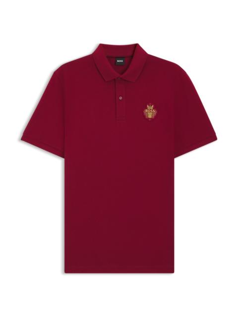 BOSS LOGO-ARTWORK POLO SHIRT IN COTTON PIQUÉ
