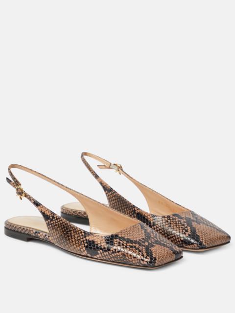 Gianvito Rossi Borneo snake-print leather slingback flats