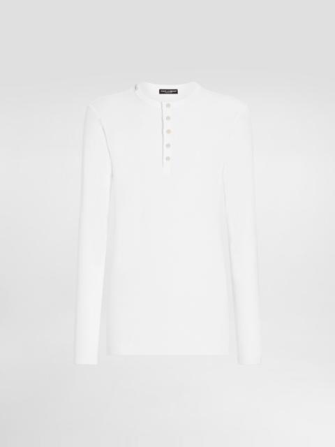 Dolce & Gabbana Ribbed cotton granddad-neck sweater