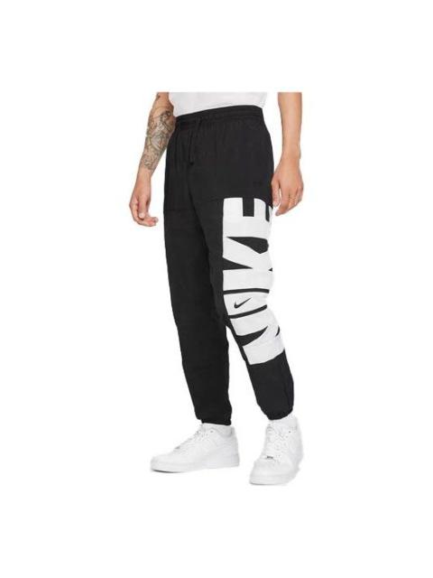 Men's Nike Logo Printing Training Woven Breathable Bundle Feet Sports Pants/Trousers/Joggers Black C