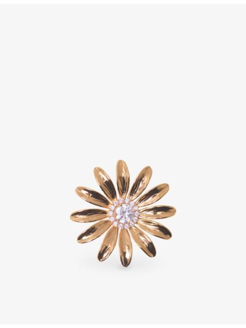 maje Flower Rhinestone-Embellished Brass Brooch
