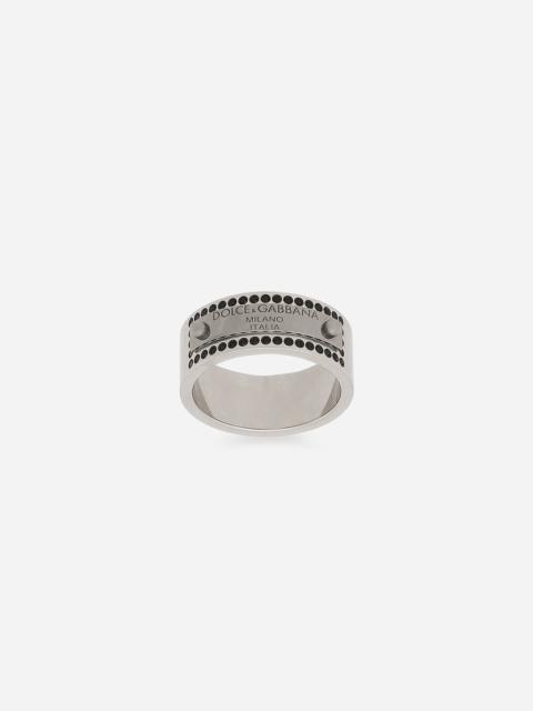 Rhinestone-detailed tag ring