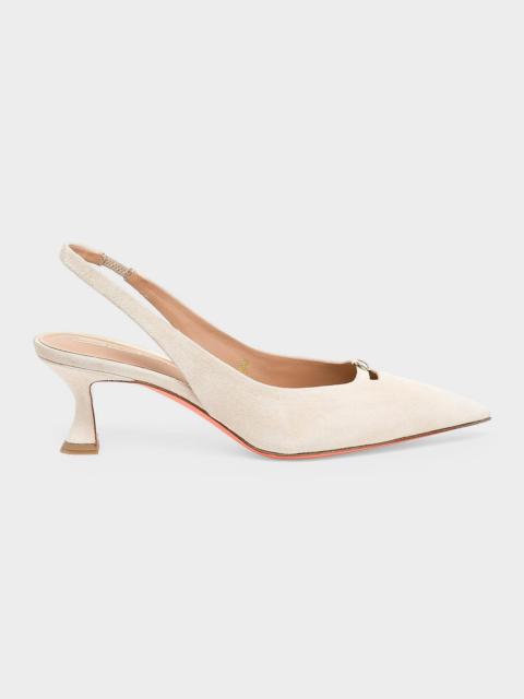 Santoni 55mm Sabine Suede Buckle Pumps