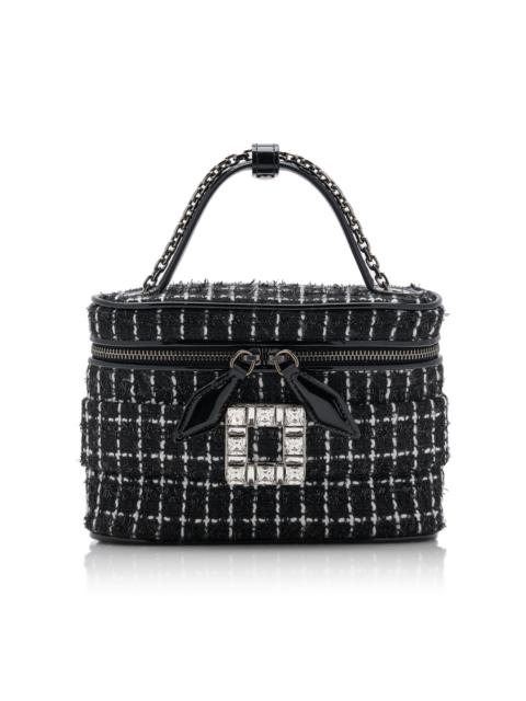 Crystal-Buckle Tweed Vanity Micro Bag black