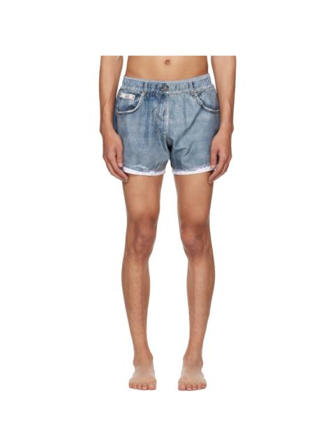 Moschino Blue Printed Nylon Swim Shorts