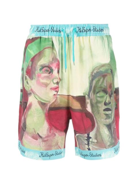illustration-print Bermuda shorts