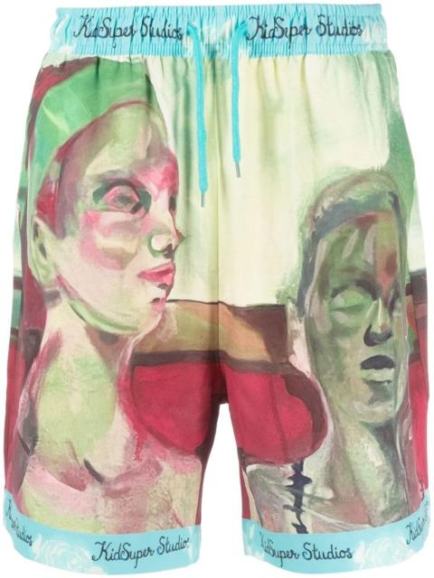 illustration-print Bermuda shorts