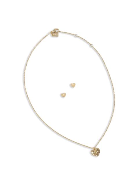 COACH heart necklace and earrings set