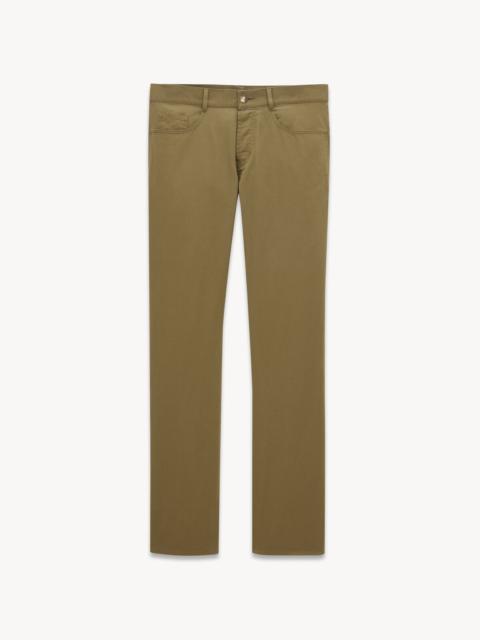 SAINT LAURENT RELAXED SLIM PANTS IN KHAKI GREEN COTTON