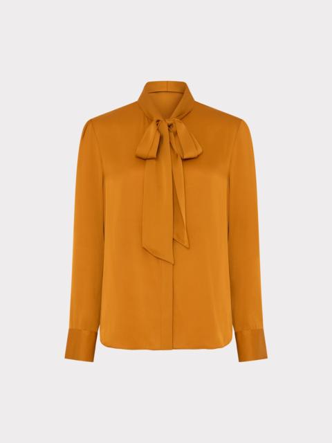 MILLY Tie Neck Silk Blouse